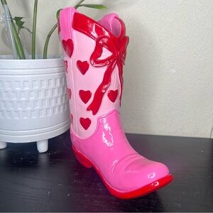 NEW 12” Valentines Day Pink & Red Hearts Cowboy Boot Decor